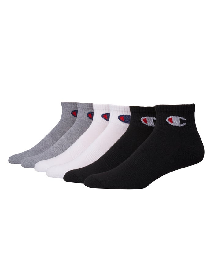 Champion Ankle 6-Pairs Sokken Heren - Wit/Zwart/Grijs - Belgie 6704LZYNF